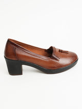 Delco Chic Leather Block Heel Bellies