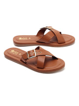 Cross Flat Slip-Ons with Buckle