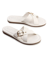 Cross Flat Slip-Ons with Buckle