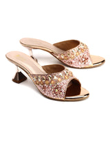 Muse Block Heel Slip-Ons with Fancy Stones