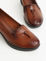 Delco Chic Leather Block Heel Bellies