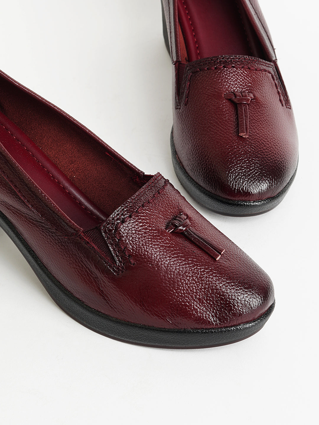 Delco Chic Leather Block Heel Bellies