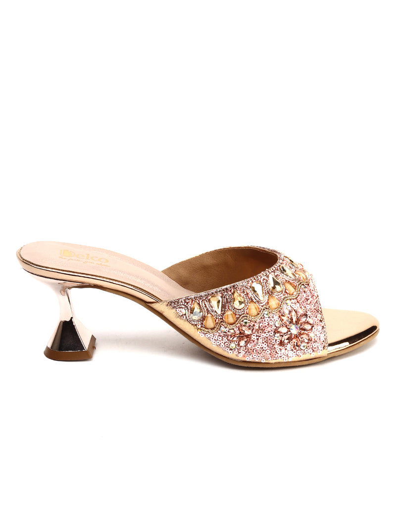 Muse Block Heel Slip-Ons with Fancy Stones