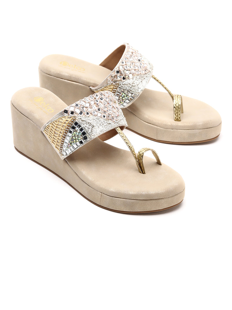 Elegant Beaded Platform Chappals