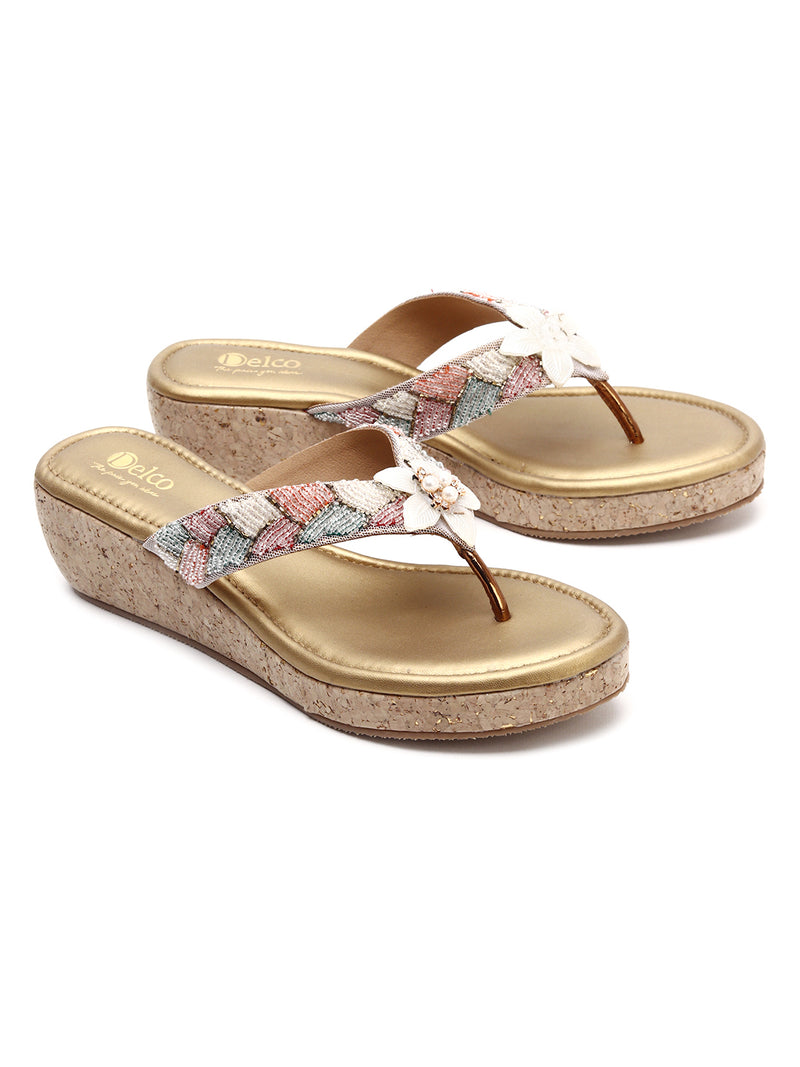 Glamorous Beaded Platform Chappals