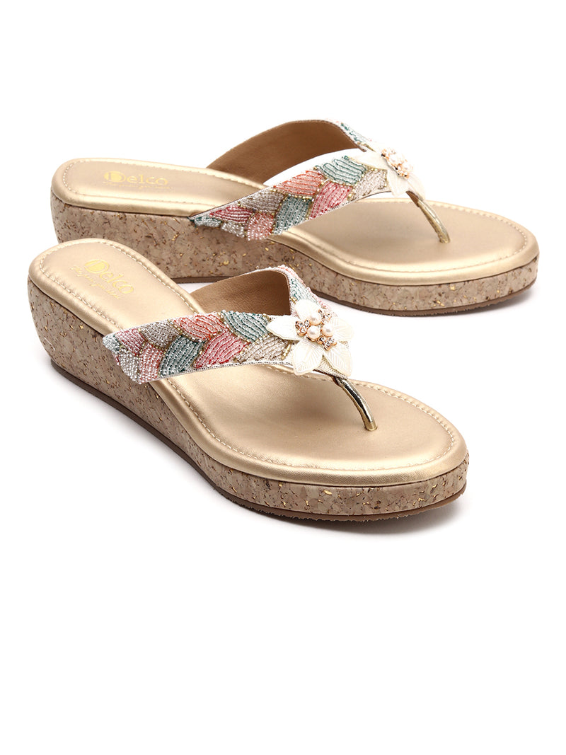 Glamorous Beaded Platform Chappals