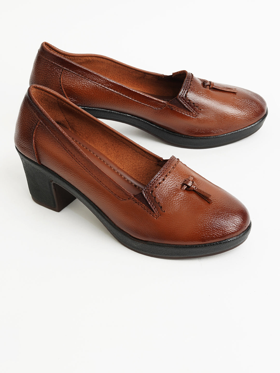 Delco Chic Leather Block Heel Bellies