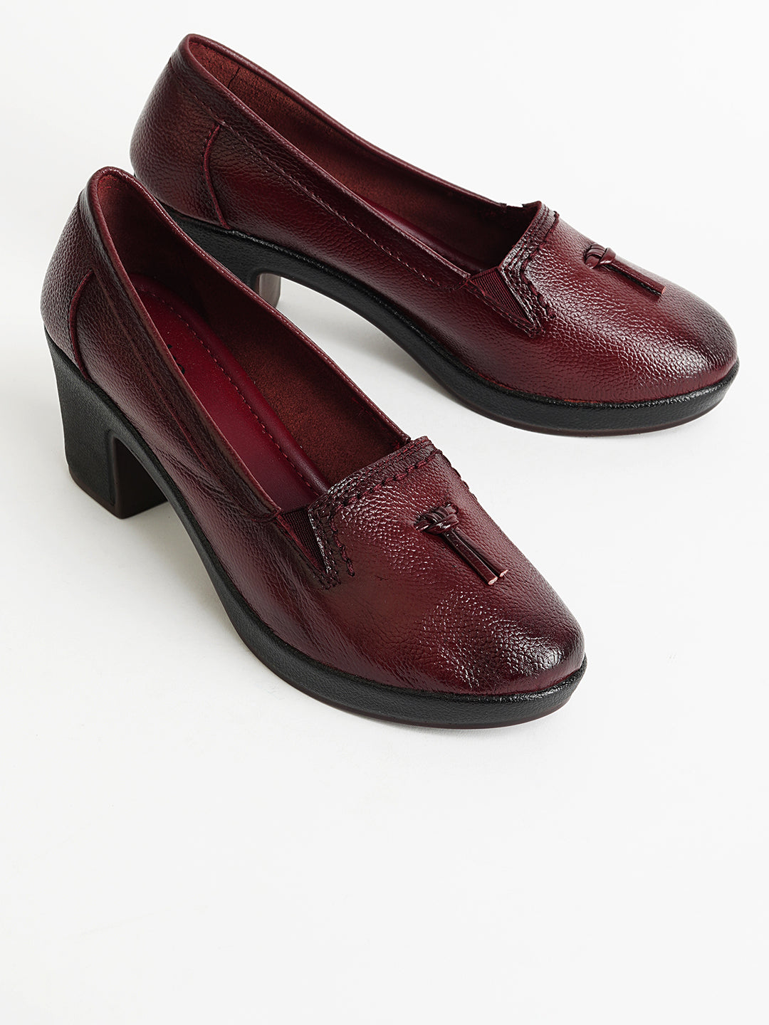 Delco Chic Leather Block Heel Bellies