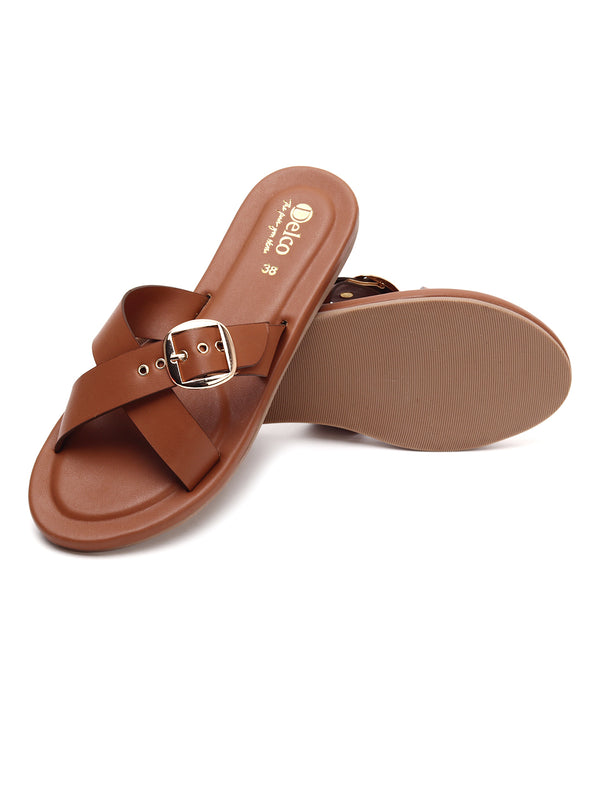 Cross Flat Slip-Ons with Buckle