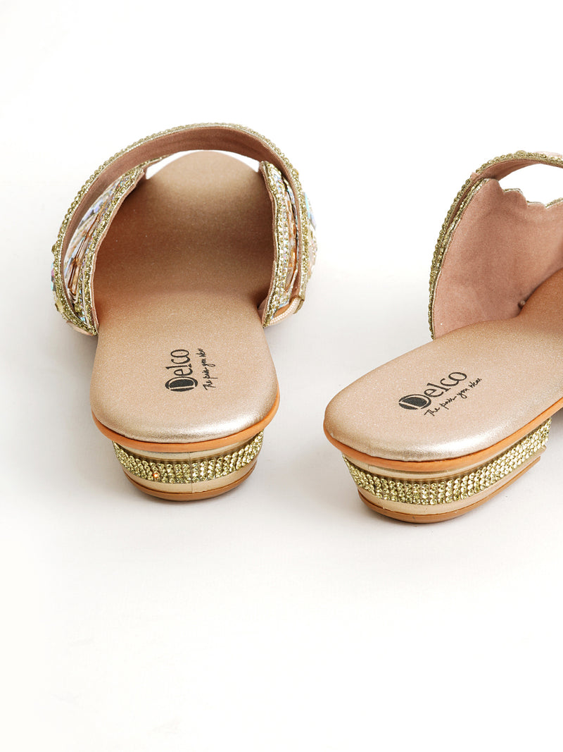 Delco Fancy Stone Block Heels