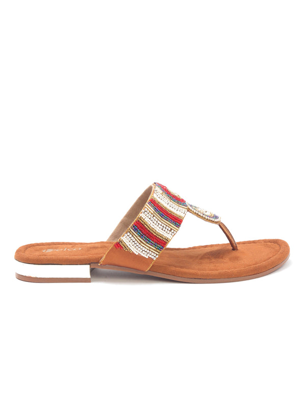 Delco Party Wear Beaded Flat Slip-Ons