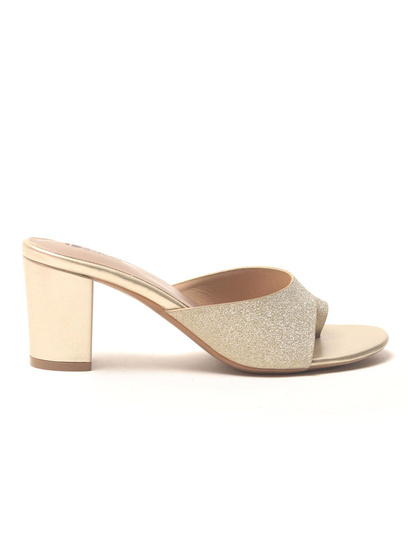 Women's Gold Textured Heel Chappal – DELCO SHOES - Main Image