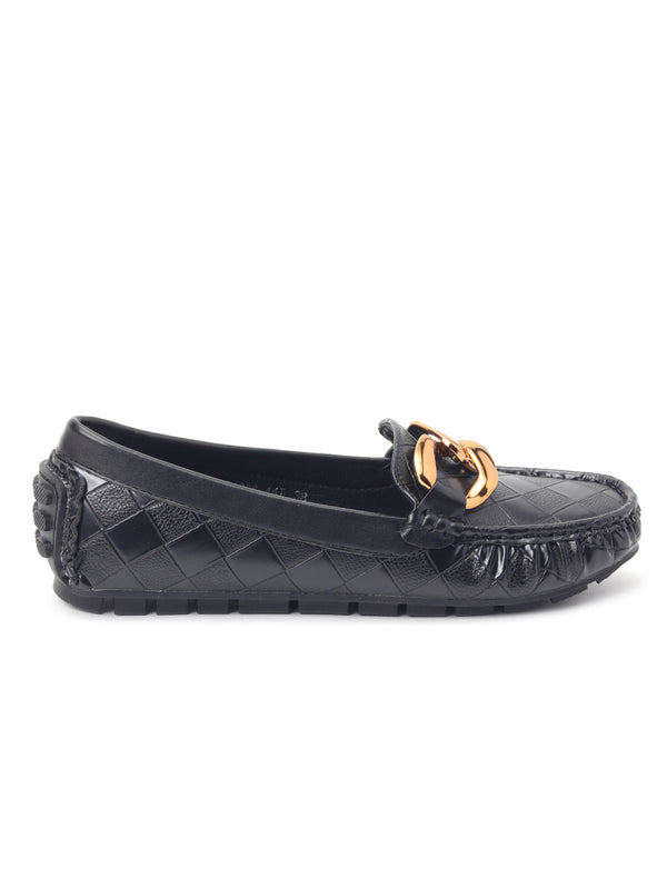 Delco Womens Solid Black Colored Loafers