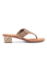 Delco Fancy Stone Block Heel Slip-Ons