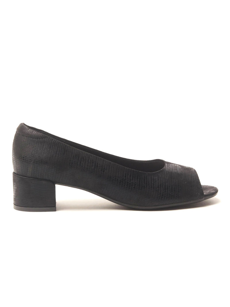 Delco's Women Black Solid Leather Peep Toes