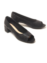 Delco's Women Black Solid Leather Peep Toes