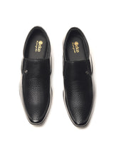 Delco Men's Black Textured Formal Slip-Ons