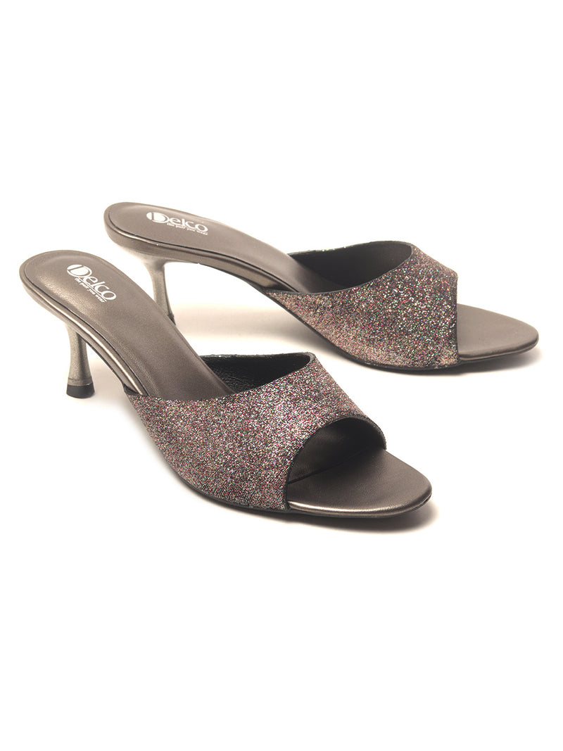 Pretty Black Glitter Party Sandals | Cinderella Shoes