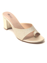 Women's Gold Textured Heel Chappal