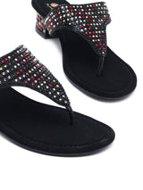 Delco Fancy Stone Block Heel Slip-Ons