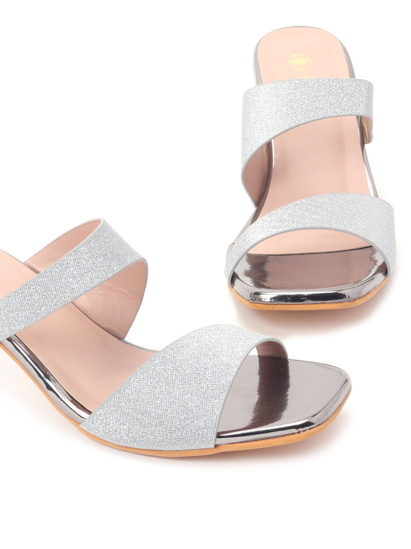 Silver diamante glitter block heeled sandals - Shoelace - Women's Shoes,  Bags and Fashion